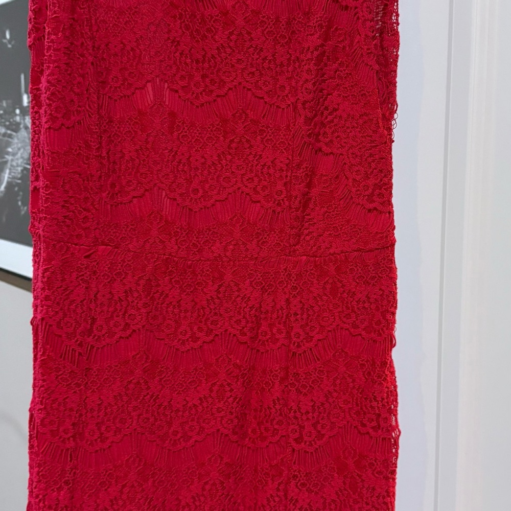 George Vibrant Red Lace Dress